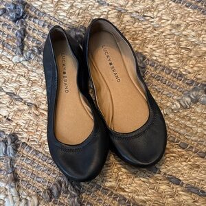 Lucky Brand Classic Black Leather Flats